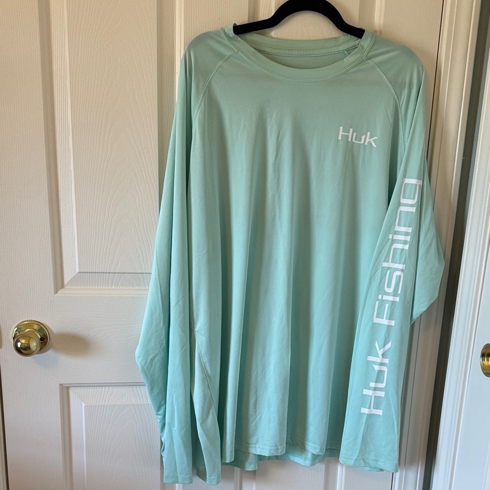 Huk Long Sleeve Fishing Tee in Light Aqua